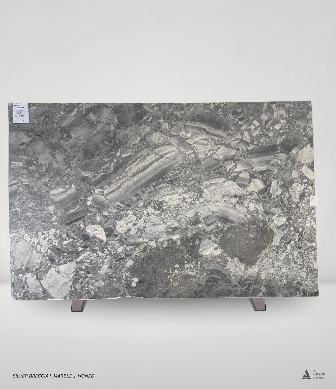 silver breccia marble honed