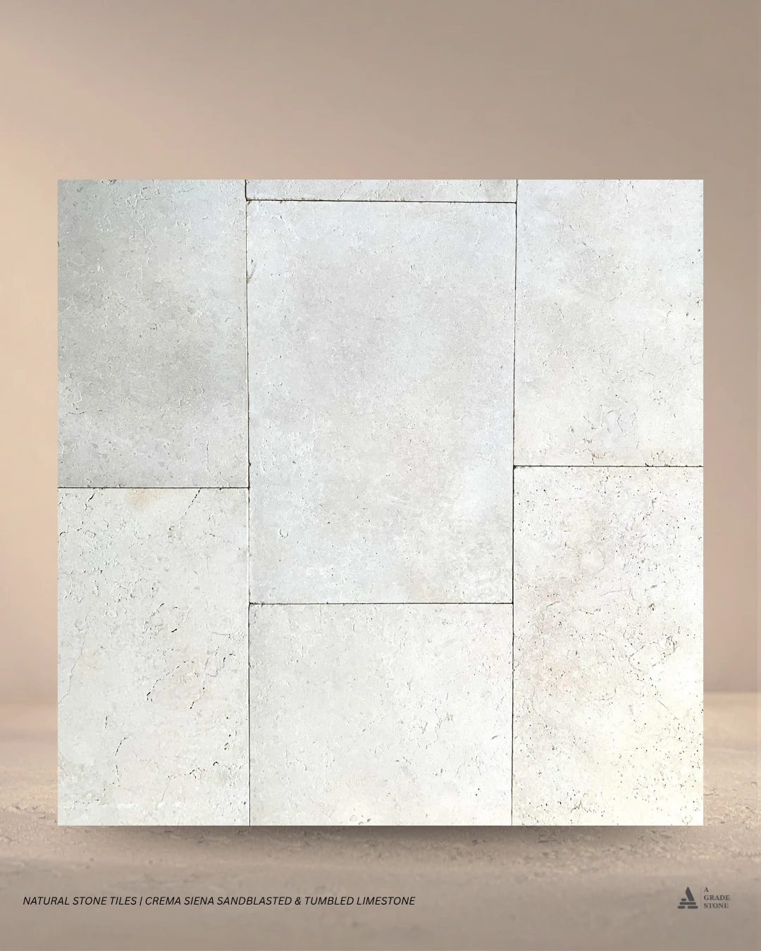 crema siena sandblasted & tumbled limestone