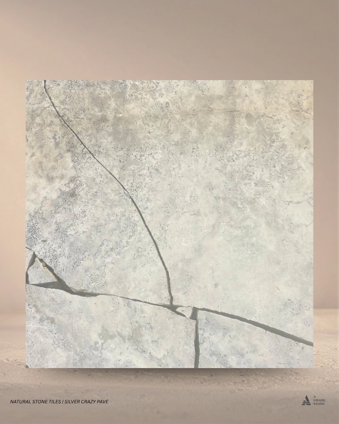 silver travertine crazy pave rawcut