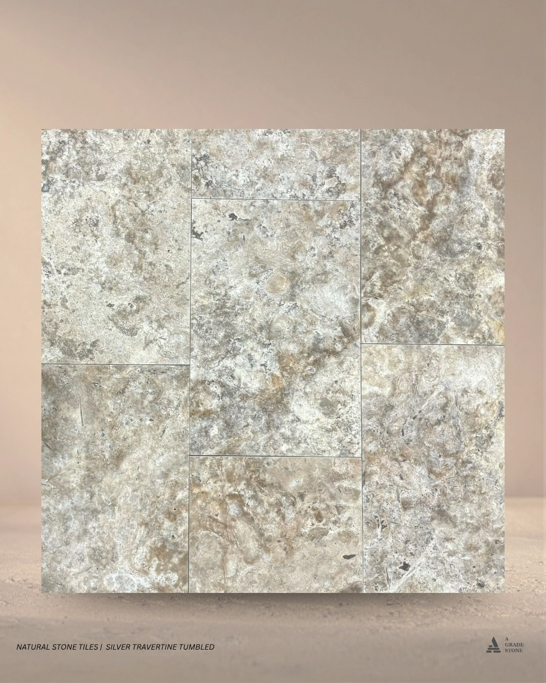 nt silver travertine tumbled tile swatch
